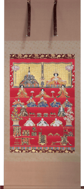 七段雛飾り　掛軸